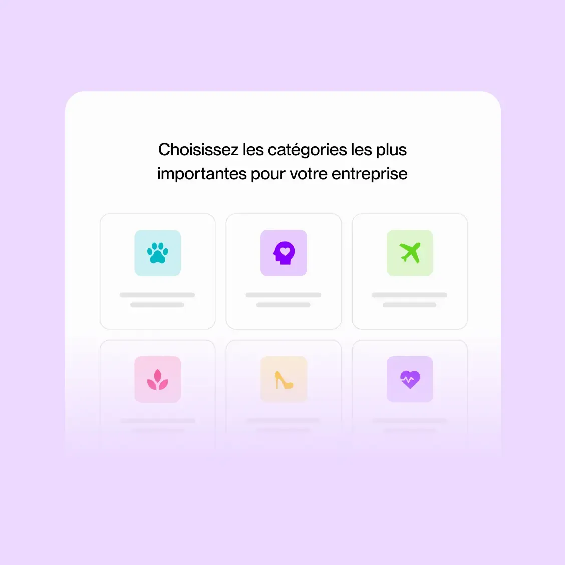 Illustration montrant une configuration d’avantages avec des catégories sélectionnées.