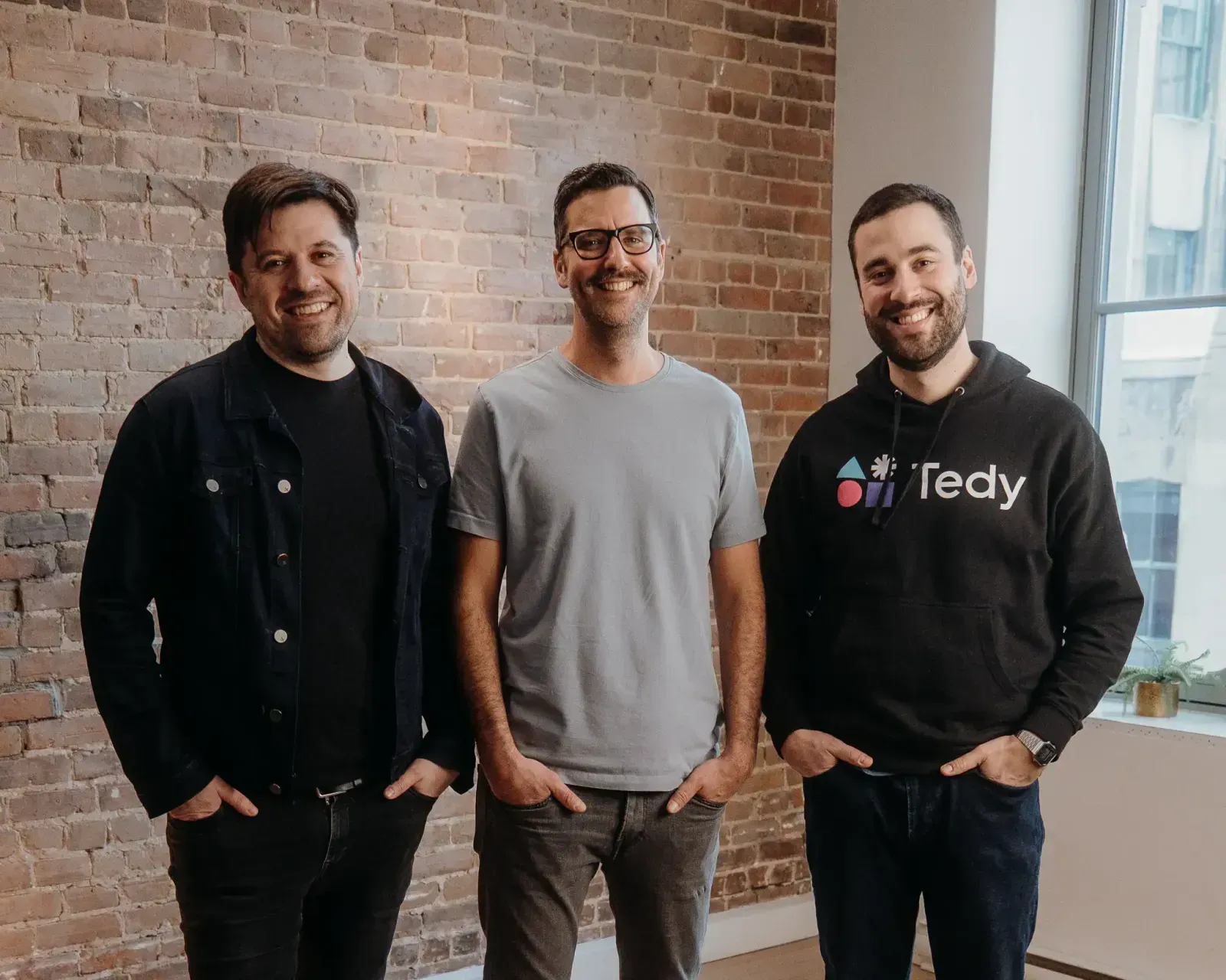 Trois fondateurs de Tedy souriants